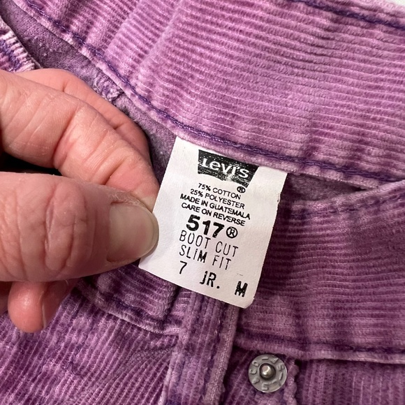 Vintage Levi’s 517 Purple Corduroy Boot Cut Pants Slim Fit Mid Rise Jeans Sz 7 - Picture 4 of 8